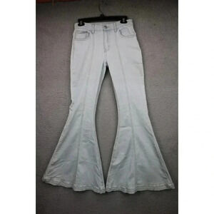 Rue 21 Women's Bell Bottoms Blue Jeans-Size 1-Stretch-Light Wash-Boho-Hippy